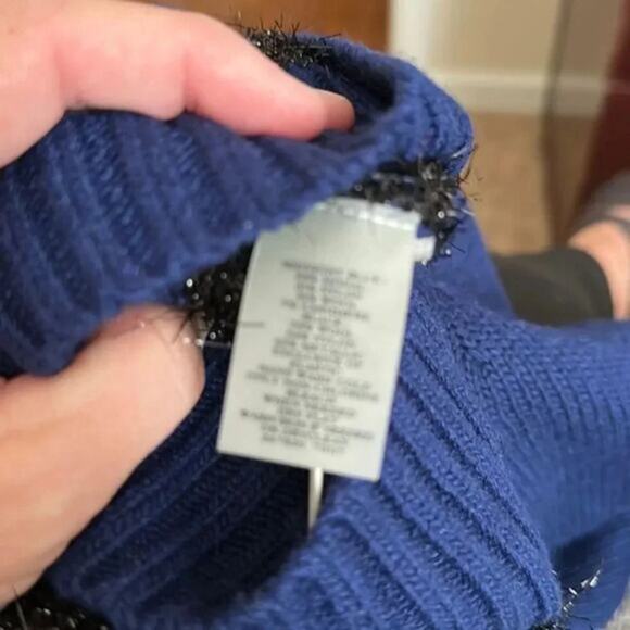 Ann Taylor Wool Cashmere Sweater Blue Black Stripes Women's Small NWT - Picture 7 of 10